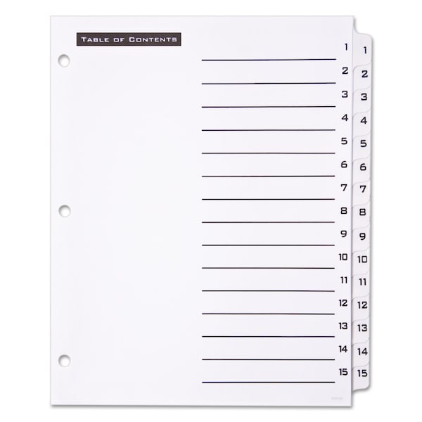 Table Of Contents Index Dividers, Black/White, PK15